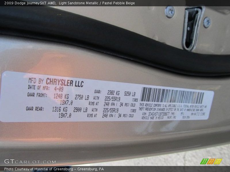 Light Sandstone Metallic / Pastel Pebble Beige 2009 Dodge Journey SXT AWD