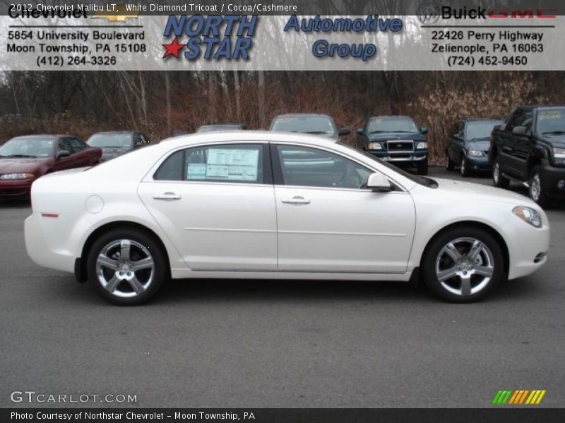 White Diamond Tricoat / Cocoa/Cashmere 2012 Chevrolet Malibu LT