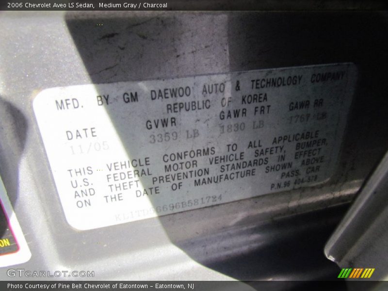 Medium Gray / Charcoal 2006 Chevrolet Aveo LS Sedan