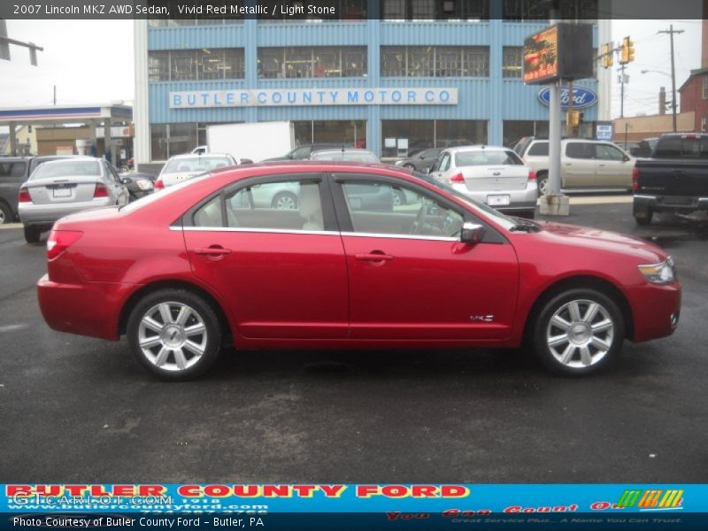 Vivid Red Metallic / Light Stone 2007 Lincoln MKZ AWD Sedan