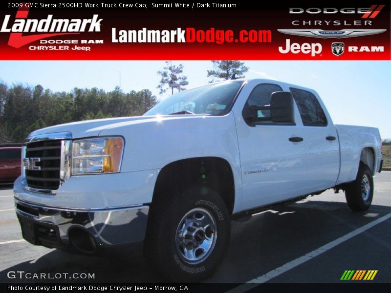 Summit White / Dark Titanium 2009 GMC Sierra 2500HD Work Truck Crew Cab