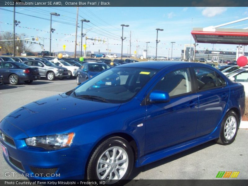 Octane Blue Pearl / Black 2012 Mitsubishi Lancer SE AWD