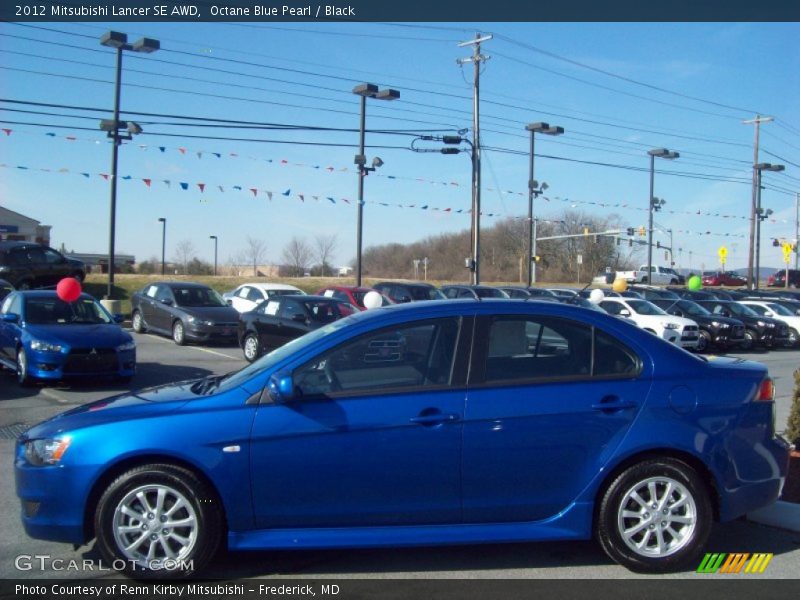 Octane Blue Pearl / Black 2012 Mitsubishi Lancer SE AWD