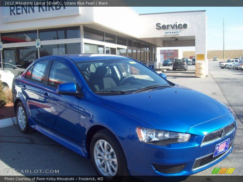 Octane Blue Pearl / Black 2012 Mitsubishi Lancer SE AWD