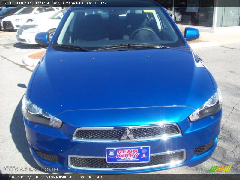 Octane Blue Pearl / Black 2012 Mitsubishi Lancer SE AWD