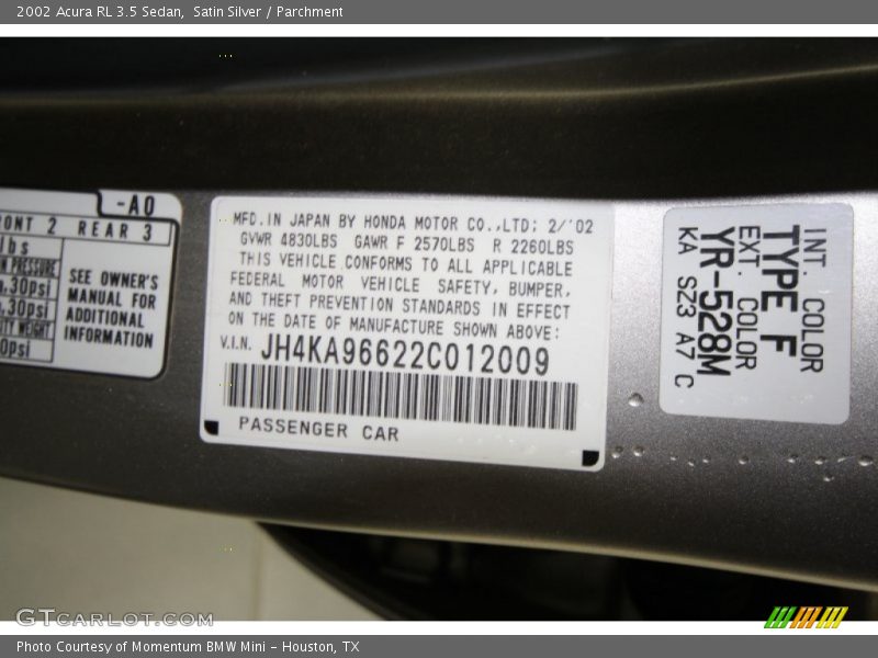 Satin Silver / Parchment 2002 Acura RL 3.5 Sedan