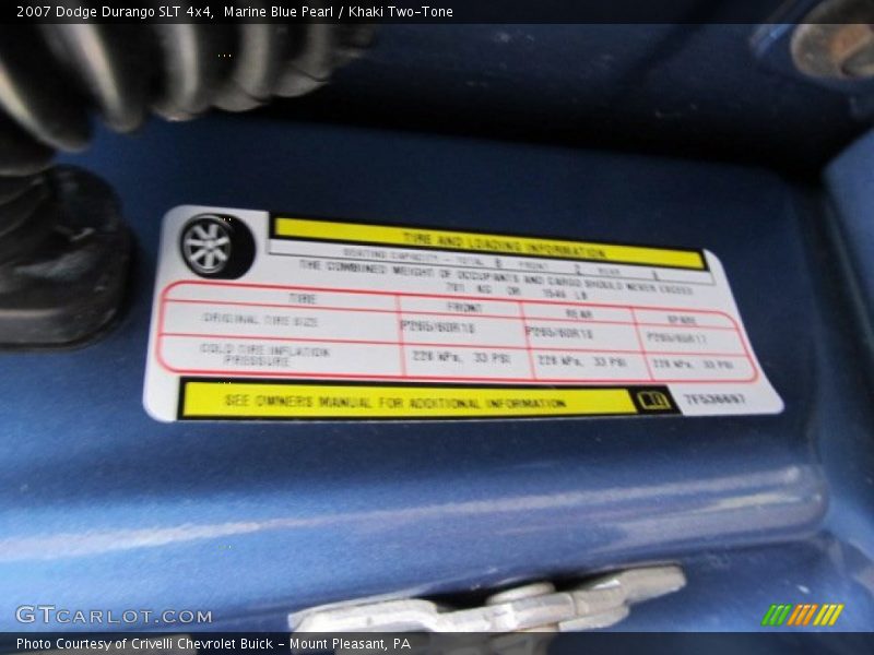 Marine Blue Pearl / Khaki Two-Tone 2007 Dodge Durango SLT 4x4