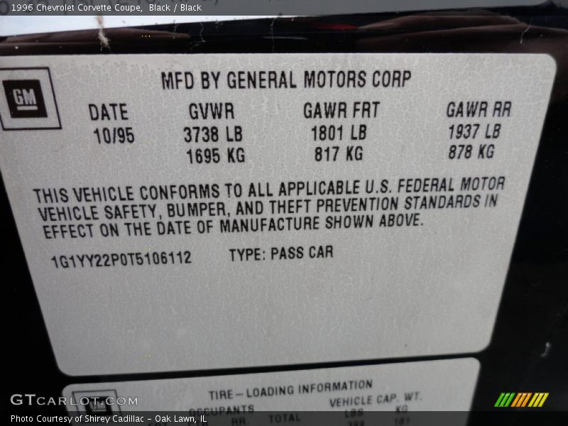 Black / Black 1996 Chevrolet Corvette Coupe