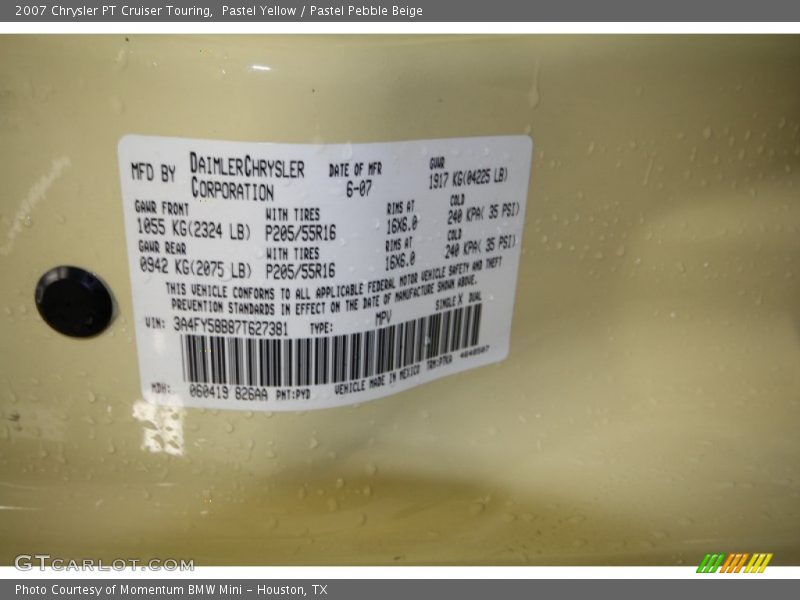 Pastel Yellow / Pastel Pebble Beige 2007 Chrysler PT Cruiser Touring
