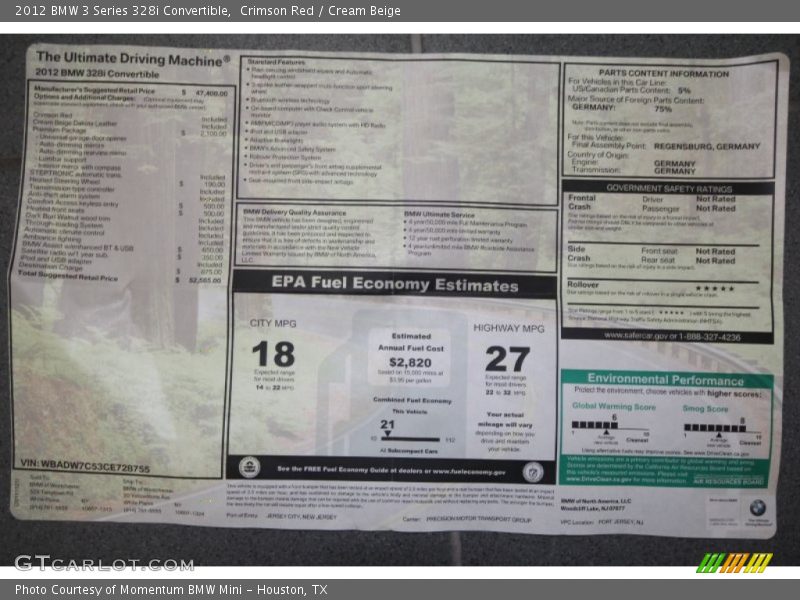 Crimson Red / Cream Beige 2012 BMW 3 Series 328i Convertible