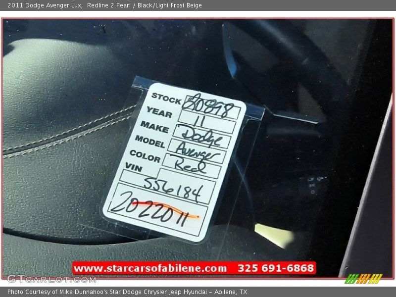 Redline 2 Pearl / Black/Light Frost Beige 2011 Dodge Avenger Lux