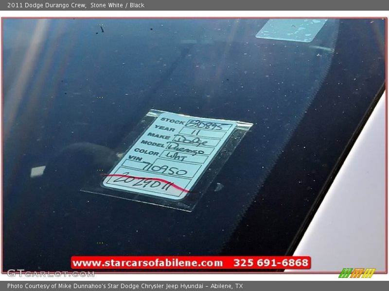 Stone White / Black 2011 Dodge Durango Crew