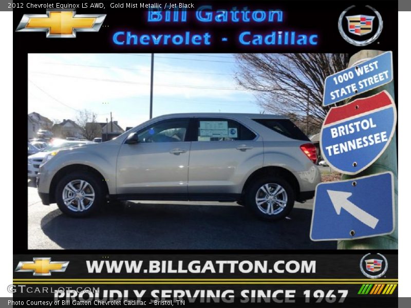 Gold Mist Metallic / Jet Black 2012 Chevrolet Equinox LS AWD