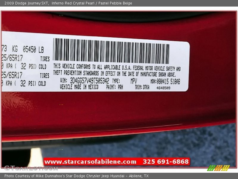 Inferno Red Crystal Pearl / Pastel Pebble Beige 2009 Dodge Journey SXT