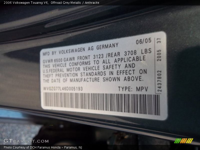 Offroad Grey Metallic / Anthracite 2006 Volkswagen Touareg V6