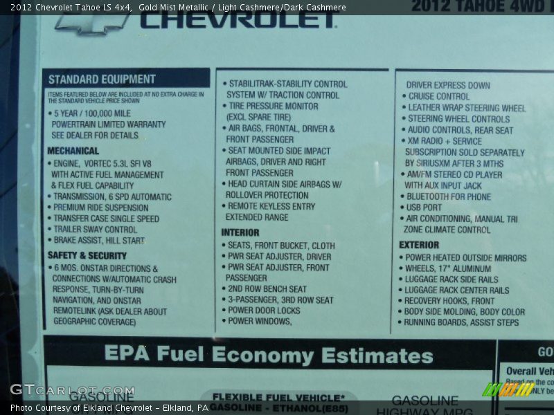 Gold Mist Metallic / Light Cashmere/Dark Cashmere 2012 Chevrolet Tahoe LS 4x4