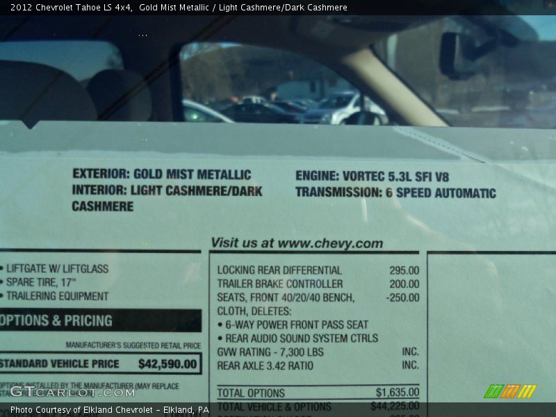 Gold Mist Metallic / Light Cashmere/Dark Cashmere 2012 Chevrolet Tahoe LS 4x4