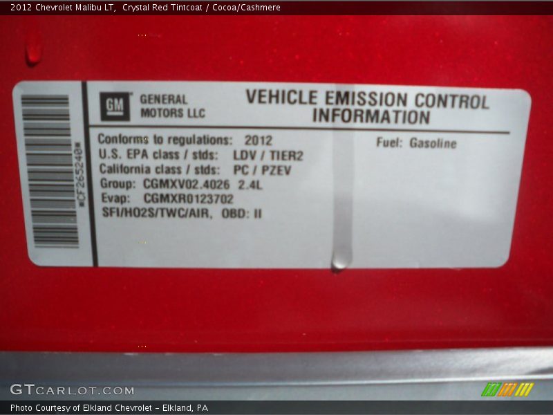 Crystal Red Tintcoat / Cocoa/Cashmere 2012 Chevrolet Malibu LT