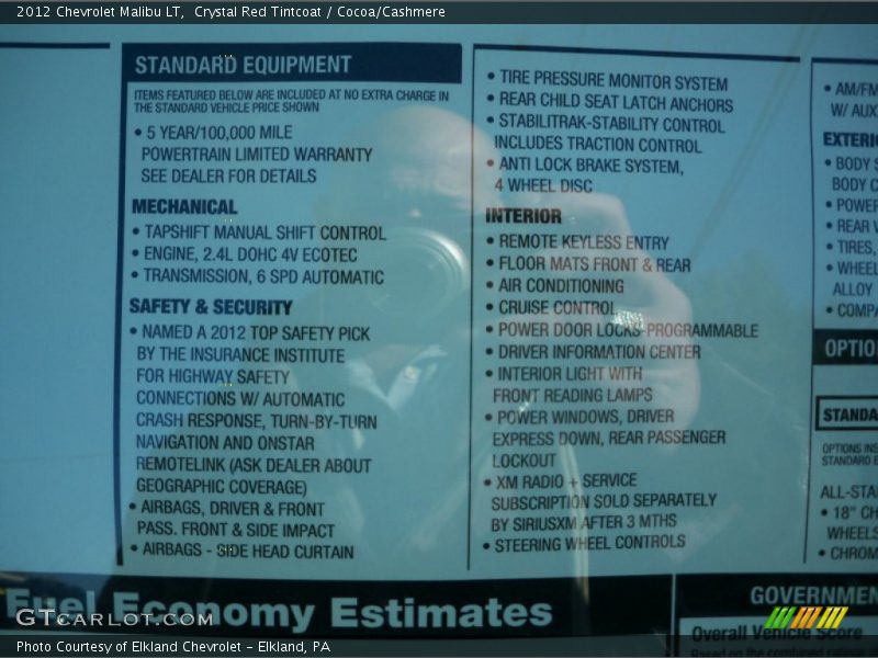 Crystal Red Tintcoat / Cocoa/Cashmere 2012 Chevrolet Malibu LT