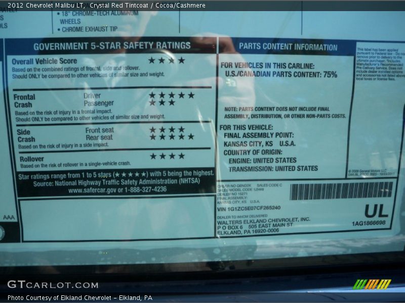 Crystal Red Tintcoat / Cocoa/Cashmere 2012 Chevrolet Malibu LT