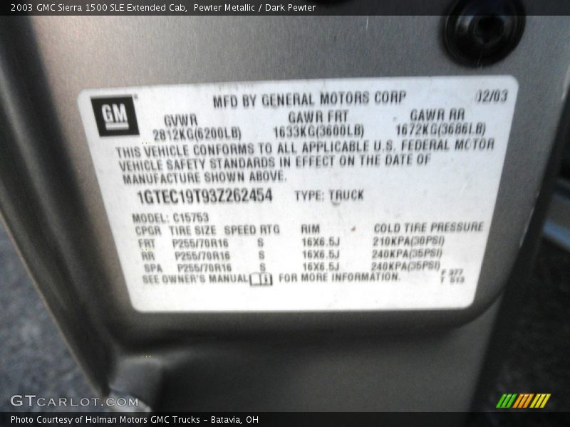Pewter Metallic / Dark Pewter 2003 GMC Sierra 1500 SLE Extended Cab