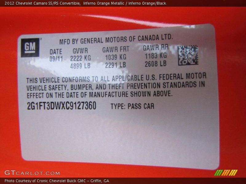 Inferno Orange Metallic / Inferno Orange/Black 2012 Chevrolet Camaro SS/RS Convertible