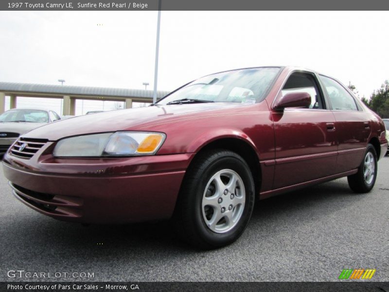 Sunfire Red Pearl / Beige 1997 Toyota Camry LE