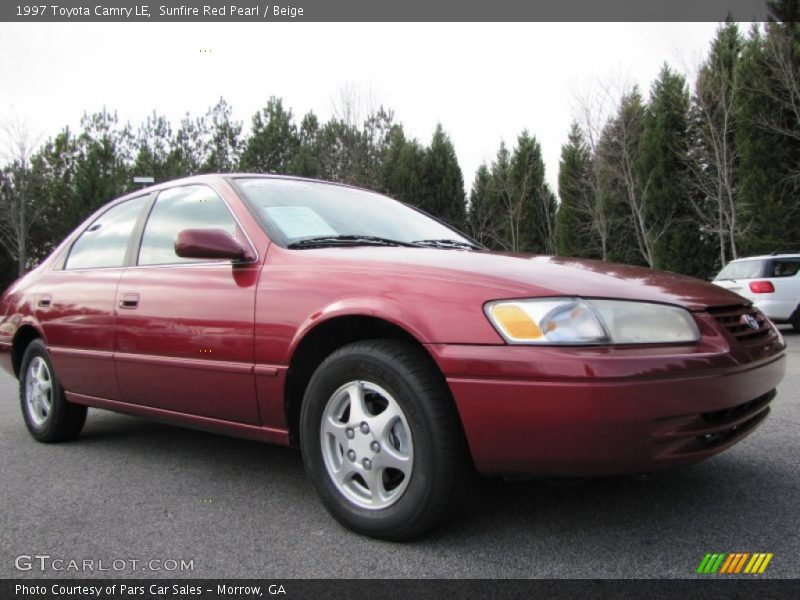 Sunfire Red Pearl / Beige 1997 Toyota Camry LE