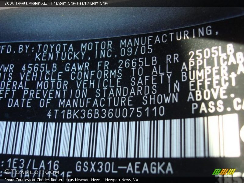 Phantom Gray Pearl / Light Gray 2006 Toyota Avalon XLS