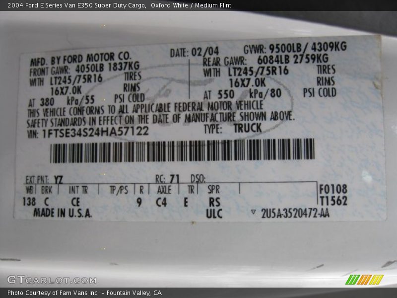 Oxford White / Medium Flint 2004 Ford E Series Van E350 Super Duty Cargo