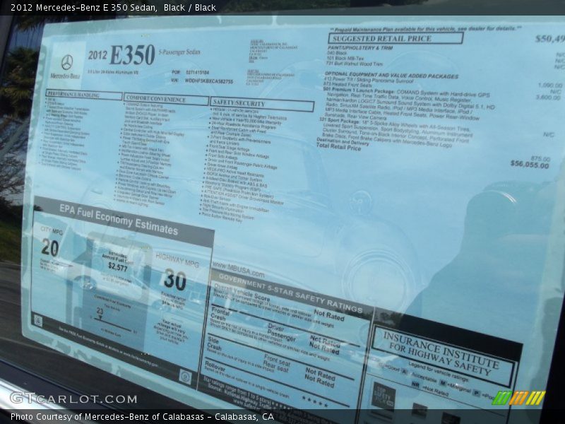  2012 E 350 Sedan Window Sticker