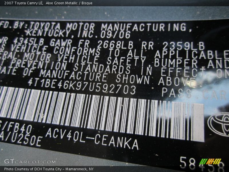Aloe Green Metallic / Bisque 2007 Toyota Camry LE