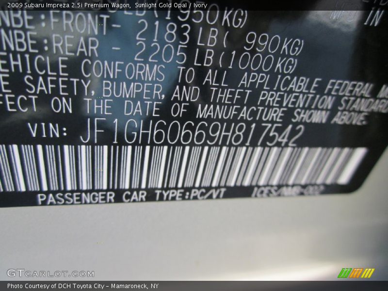 Sunlight Gold Opal / Ivory 2009 Subaru Impreza 2.5i Premium Wagon