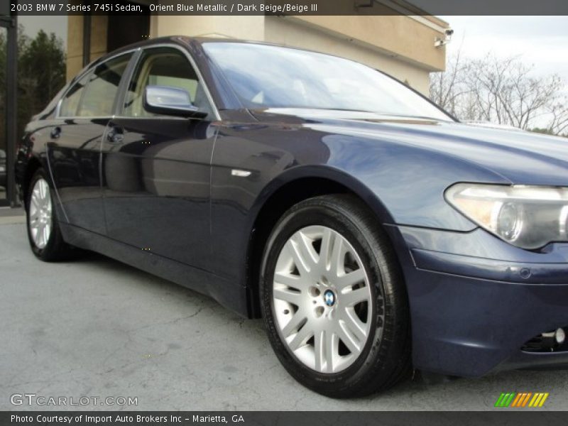 Orient Blue Metallic / Dark Beige/Beige III 2003 BMW 7 Series 745i Sedan