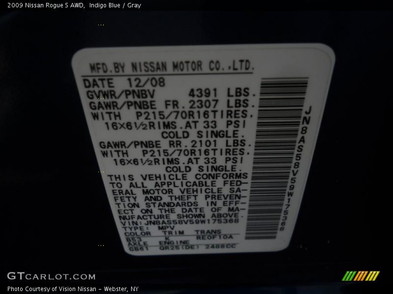 Indigo Blue / Gray 2009 Nissan Rogue S AWD