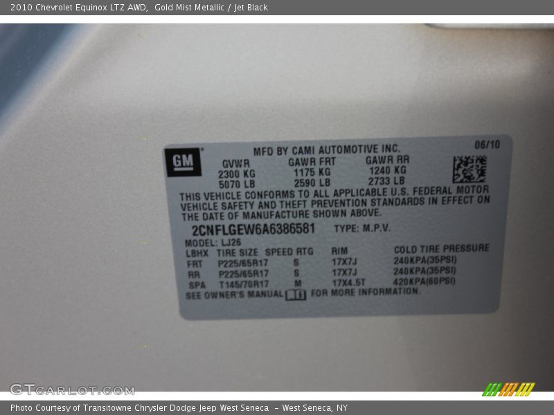 Gold Mist Metallic / Jet Black 2010 Chevrolet Equinox LTZ AWD