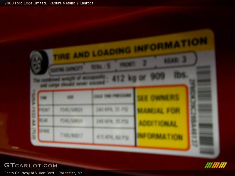Redfire Metallic / Charcoal 2008 Ford Edge Limited
