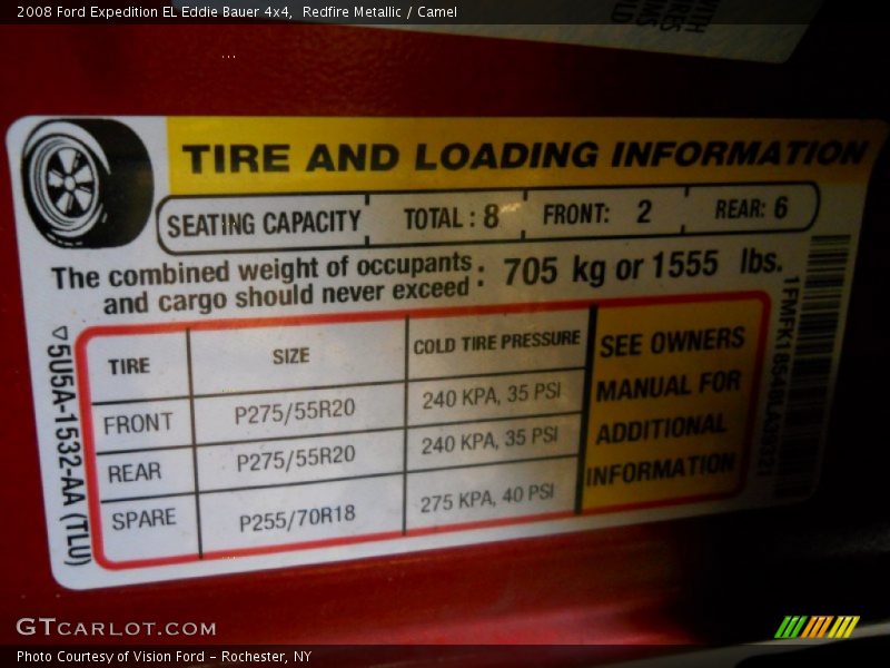 Redfire Metallic / Camel 2008 Ford Expedition EL Eddie Bauer 4x4