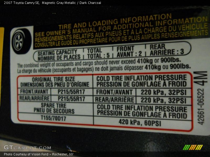 Magnetic Gray Metallic / Dark Charcoal 2007 Toyota Camry SE
