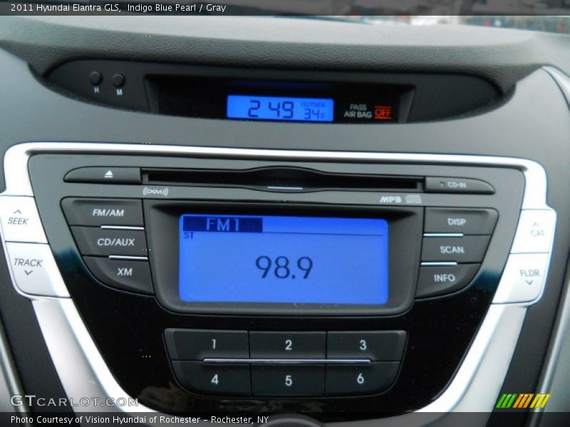 Indigo Blue Pearl / Gray 2011 Hyundai Elantra GLS