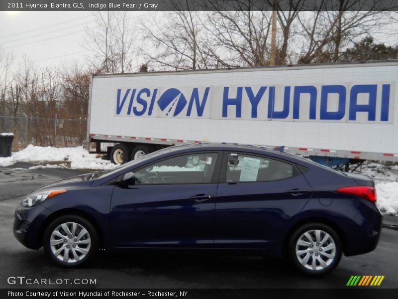 Indigo Blue Pearl / Gray 2011 Hyundai Elantra GLS