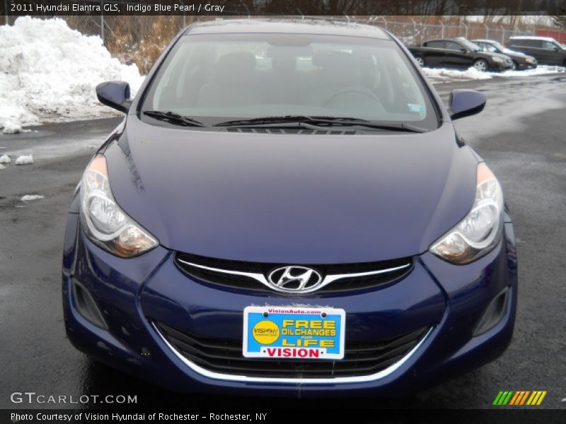 Indigo Blue Pearl / Gray 2011 Hyundai Elantra GLS