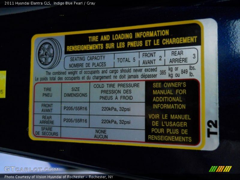 Indigo Blue Pearl / Gray 2011 Hyundai Elantra GLS