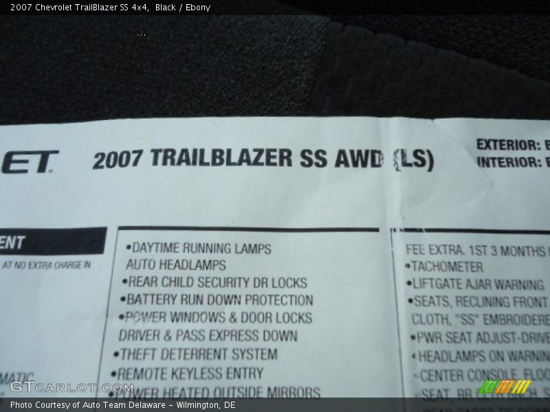  2007 TrailBlazer SS 4x4 Window Sticker
