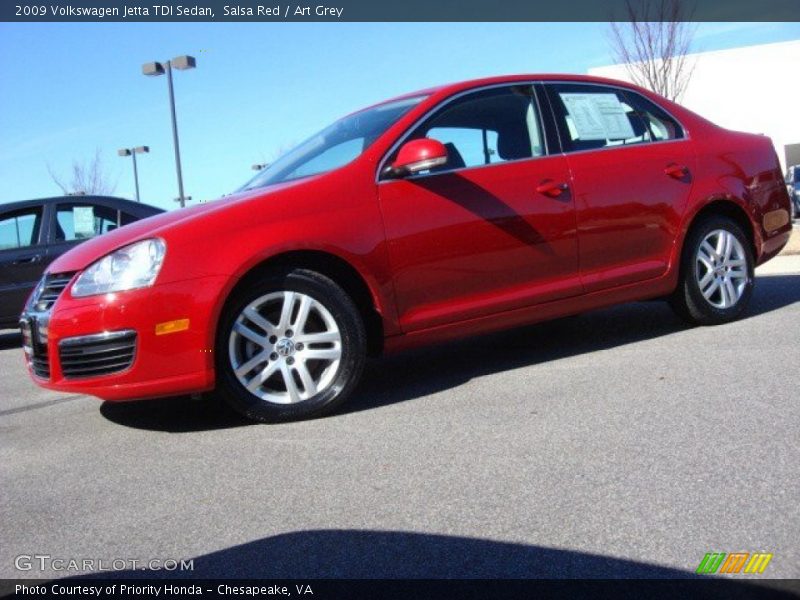 Salsa Red / Art Grey 2009 Volkswagen Jetta TDI Sedan