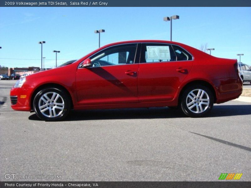 Salsa Red / Art Grey 2009 Volkswagen Jetta TDI Sedan