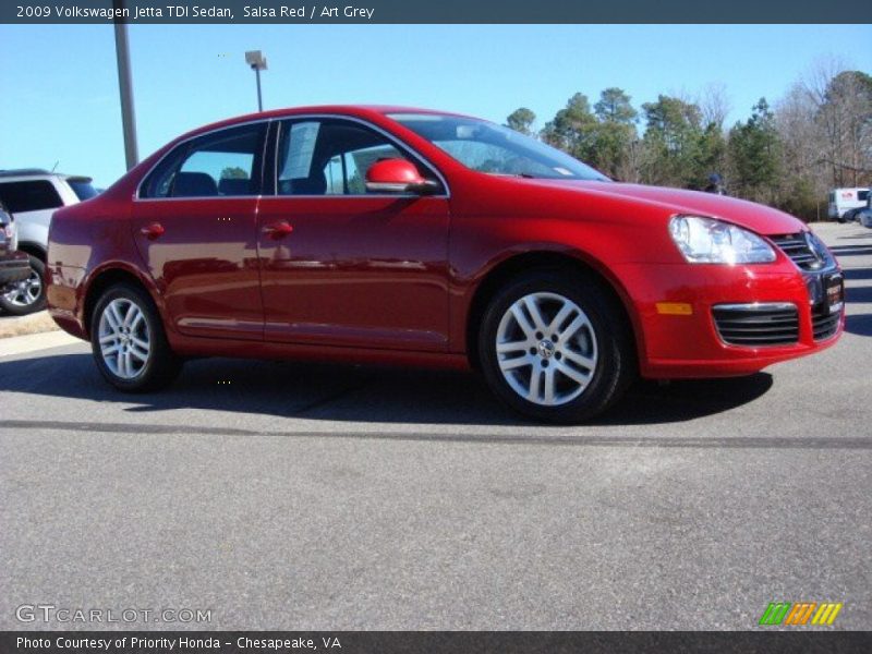 Salsa Red / Art Grey 2009 Volkswagen Jetta TDI Sedan