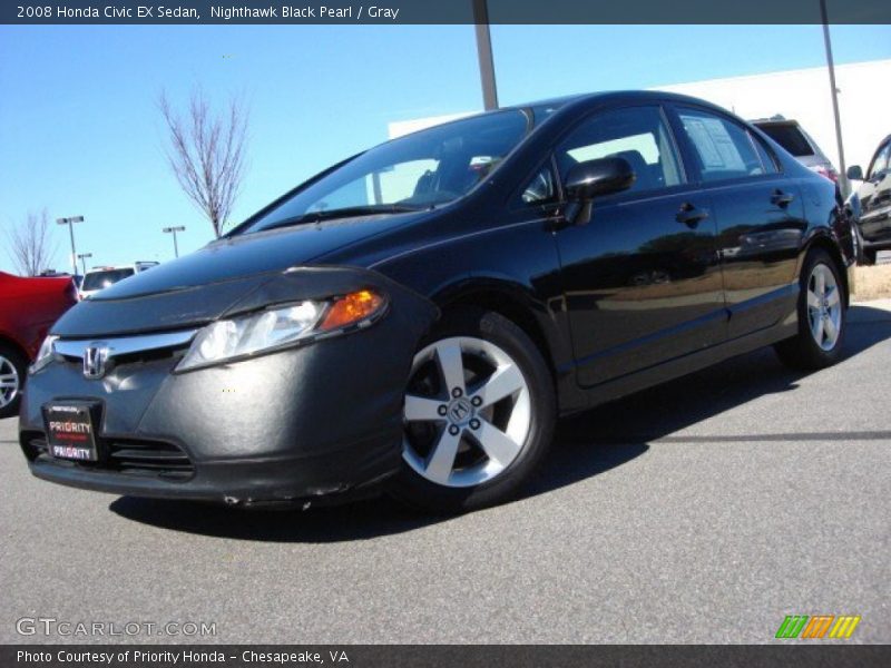 Nighthawk Black Pearl / Gray 2008 Honda Civic EX Sedan