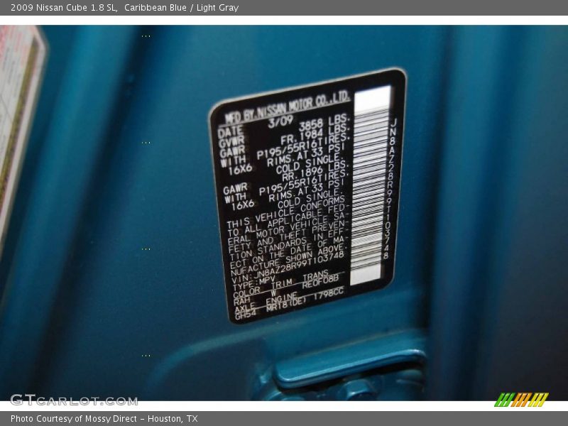 2009 Cube 1.8 SL Caribbean Blue Color Code RAH