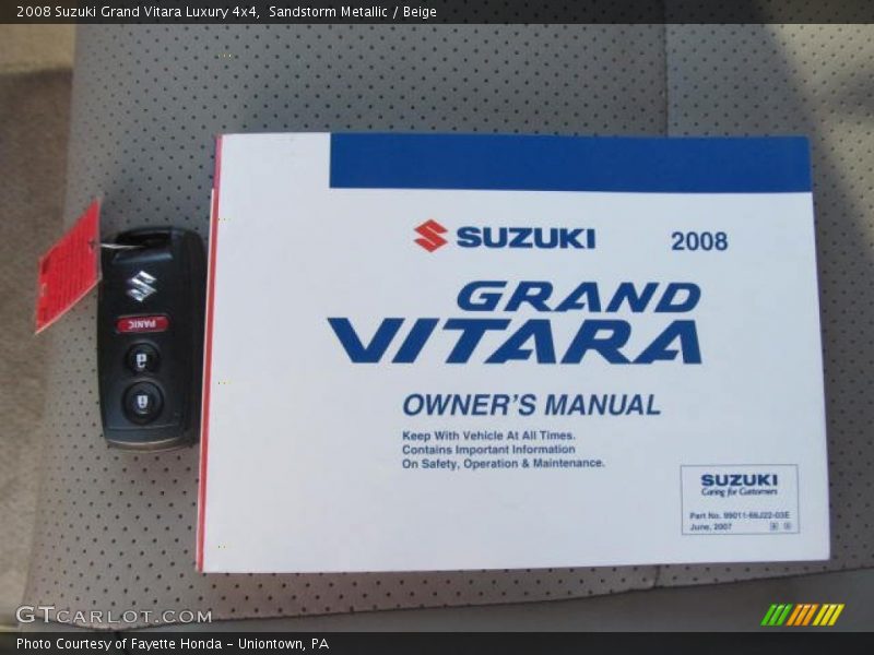 Sandstorm Metallic / Beige 2008 Suzuki Grand Vitara Luxury 4x4
